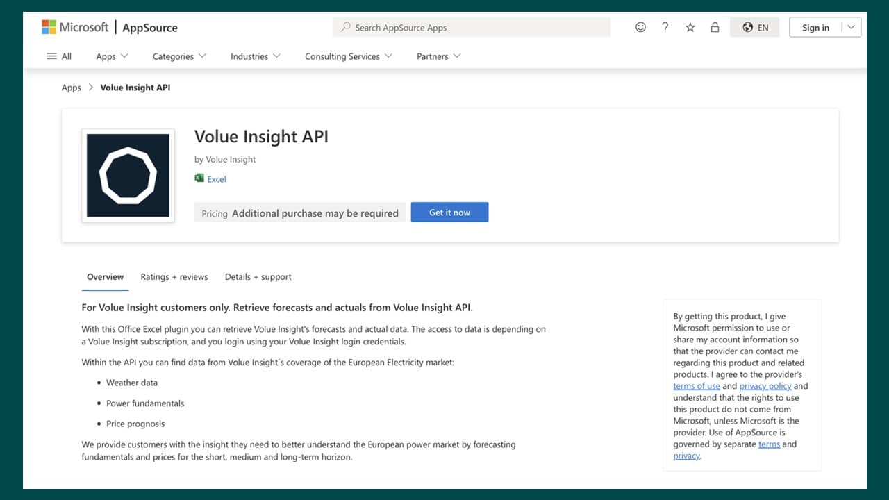 Insight by Volue excel add-in